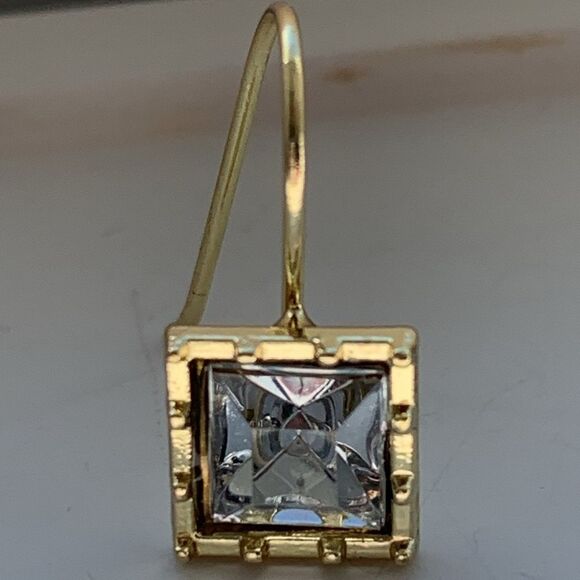 Princess Cut Simulated Diamond & 14k Gold-Plated Drop Earrings, Perfect Gift NEW - Picture 8 of 12